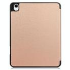 For iPad Air 13 2024 / 2025 Custer TPU Pure Color 3-Fold Holder Smart Leather Tablet Case with Pen Tray(Rose Gold) - 3