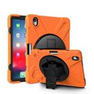 For iPad Air 11 2024 Rotatable Holder Silicone Hybrid PC Tablet Case with Shoulder Strap(Orange) - 1