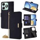 For Itel A90 4G Crossbody Chain Leather Phone Case(Black) - 1