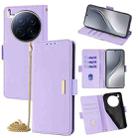 For Tecno Camon 40 Premier 5G Crossbody Chain Leather Phone Case(Purple) - 1