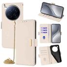 For Tecno Camon 40 Premier 5G Crossbody Chain Leather Phone Case(White) - 1