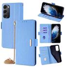 For Tecno Spark 40 Pro+ 4G Crossbody Chain Leather Phone Case(Blue) - 1