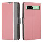 For Google Pixel 8a Twill Texture Side Button Leather Phone Case(Pink) - 1