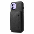 For iPhone 12 Denior D13 Retro Texture Leather MagSafe Card Bag Phone Case(Black) - 1