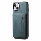 For iPhone 14 Plus Denior D13 Retro Texture Leather MagSafe Card Bag Phone Case(Blue) - 1