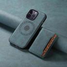 For iPhone 14 Pro Max Denior D13 Retro Texture Leather MagSafe Card Bag Phone Case(Blue) - 2