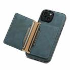 For iPhone 15 Denior D13 Retro Texture Leather MagSafe Card Bag Phone Case(Blue) - 3