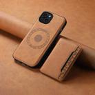 For iPhone 15 Plus Denior D13 Retro Texture Leather MagSafe Card Bag Phone Case(Brown) - 2