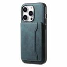 For iPhone 15 Pro Denior D13 Retro Texture Leather MagSafe Card Bag Phone Case(Blue) - 1