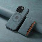 For iPhone 15 Pro Max Denior D13 Retro Texture Leather MagSafe Card Bag Phone Case(Blue) - 2