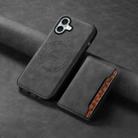 For iPhone 16 Denior D13 Retro Texture Leather MagSafe Card Bag Phone Case(Black) - 2