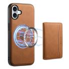 For iPhone 16 Denior D13 Retro Texture Leather MagSafe Card Bag Phone Case(Brown) - 1