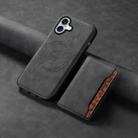 For iPhone 16 Plus Denior D13 Retro Texture Leather MagSafe Card Bag Phone Case(Black) - 2