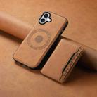 For iPhone 16 Plus Denior D13 Retro Texture Leather MagSafe Card Bag Phone Case(Brown) - 2