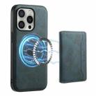For iPhone 16 Pro Denior D13 Retro Texture Leather MagSafe Card Bag Phone Case(Blue) - 1