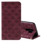 For Xiaomi Redmi 9 Lucky Flowers Embossing Pattern Magnetic Horizontal Flip Leather Case with Holder & Card Slots(Wine Red) - 1