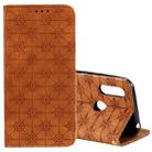 For Motorola Moto E6s Lucky Flowers Embossing Pattern Magnetic Horizontal Flip Leather Case with Holder & Card Slots(Brown) - 1