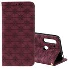 For Motorola Moto G8 Power Lite Lucky Flowers Embossing Pattern Magnetic Horizontal Flip Leather Case with Holder & Card Slots(Wine Red) - 1