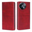 For Itel S24 4G Cow Texture Magnetic Leather Phone Case(Red) - 1