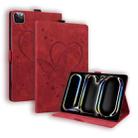For iPad Pro 13 2024 Love Butterfly Embossed Leather Tablet Case(Red) - 1