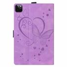 For iPad Pro 13 2024 Love Butterfly Embossed Leather Tablet Case(Purple) - 3