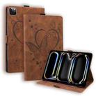 For iPad Pro 13 2024 Love Butterfly Embossed Leather Tablet Case(Brown) - 1