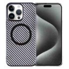 For iPhone 15 Pro 6D Plated Carbon Fiber Clear Magsafe PC Phone Case(Starry Black) - 1