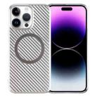 For iPhone 14 Pro 6D Plated Carbon Fiber Clear Magsafe PC Phone Case(Starlight Silver) - 1