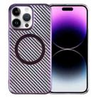 For iPhone 14 Pro Max 6D Plated Carbon Fiber Clear Magsafe PC Phone Case(Aurora Purple) - 1