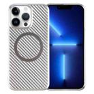 For iPhone 13 Pro Max 6D Plated Carbon Fiber Clear Magsafe PC Phone Case(Starlight Silver) - 1