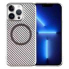 For iPhone 13 Pro Max 6D Plated Carbon Fiber Clear Magsafe PC Phone Case(Titanium Grey) - 1