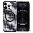 For iPhone 12 Pro Max 6D Plated Carbon Fiber Clear Magsafe PC Phone Case(Starry Black) - 1