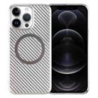 For iPhone 12 Pro 6D Plated Carbon Fiber Clear Magsafe PC Phone Case(Starlight Silver) - 1