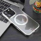 For iPhone 16 Pro 6D Plated Carbon Fiber Clear Magsafe PC Phone Case(Starlight Silver) - 3