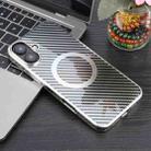 For iPhone 16 Plus 6D Plated Carbon Fiber Clear Magsafe PC Phone Case(Starlight Silver) - 3