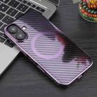 For iPhone 16 Plus 6D Plated Carbon Fiber Clear Magsafe PC Phone Case(Aurora Purple) - 3