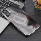 For iPhone 16 Plus 6D Plated Carbon Fiber Clear Magsafe PC Phone Case(Titanium Grey) - 3