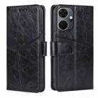 For Itel P55+ 4G Geometric Stitching Leather Phone Case(Black) - 1