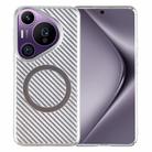 For Huawei Pura 70 6D Plated Carbon Fiber Clear Magsafe PC Phone Case(Starlight Silver) - 1