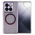 For Xiaomi 14 6D Plated Carbon Fiber Clear Magsafe PC Phone Case(Aurora Purple) - 1