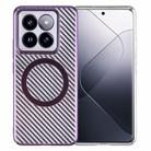 For Xiaomi 14 Pro 6D Plated Carbon Fiber Clear Magsafe PC Phone Case(Aurora Purple) - 1