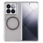 For Xiaomi 14 Pro 6D Plated Carbon Fiber Clear Magsafe PC Phone Case(Titanium Grey) - 1