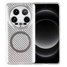For Xiaomi 14 Ultra 6D Plated Carbon Fiber Clear Magsafe PC Phone Case(Starlight Silver) - 1