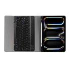 For iPad Pro 11 2024 A13B Lambskin Texture Bluetooth Touch Keyboard Leather Tablet Case with Pen Slot(Black) - 3
