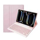 For iPad Pro 11 2024 A13B Lambskin Texture Bluetooth Touch Keyboard Leather Tablet Case with Pen Slot(Pink) - 1