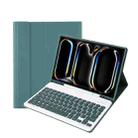 For iPad Pro 11 2024 A13B Lambskin Texture Bluetooth Touch Keyboard Leather Tablet Case with Pen Slot(Dark Green) - 1