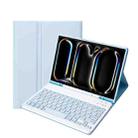 For iPad Pro 11 2024 A13B Lambskin Texture Bluetooth Touch Keyboard Leather Tablet Case with Pen Slot(Light Blue) - 1