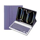For iPad Pro 11 2024 A13B Lambskin Texture Bluetooth Touch Keyboard Leather Tablet Case with Pen Slot(Purple) - 1