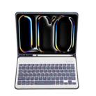 For iPad Pro 11 2024 A13B Lambskin Texture Bluetooth Touch Keyboard Leather Tablet Case with Pen Slot(Purple) - 3