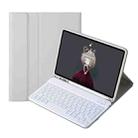 For iPad Pro 11 2024 A13B Lambskin Texture Bluetooth Touch Keyboard Leather Tablet Case with Pen Slot(Grey) - 1